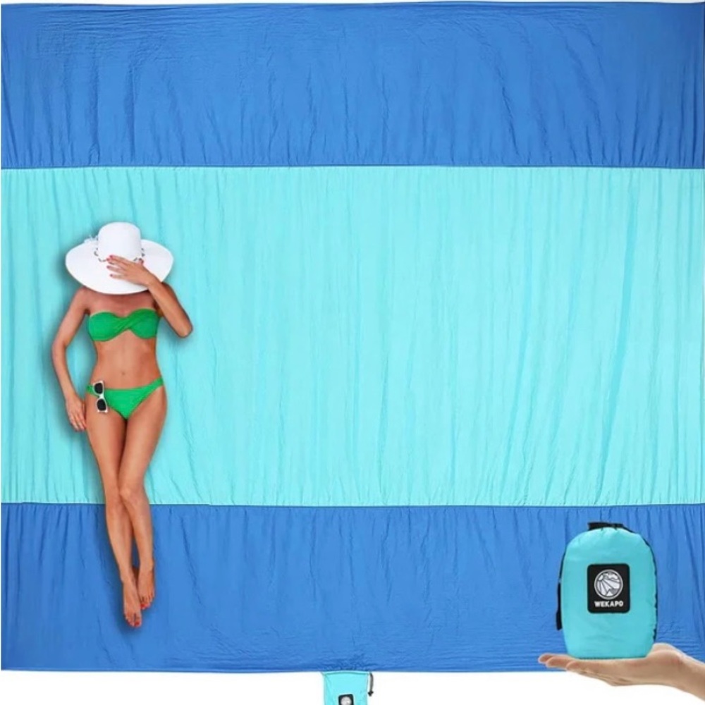WEKAPO SAND FREE BEACH BLANKET BLUE 7”7